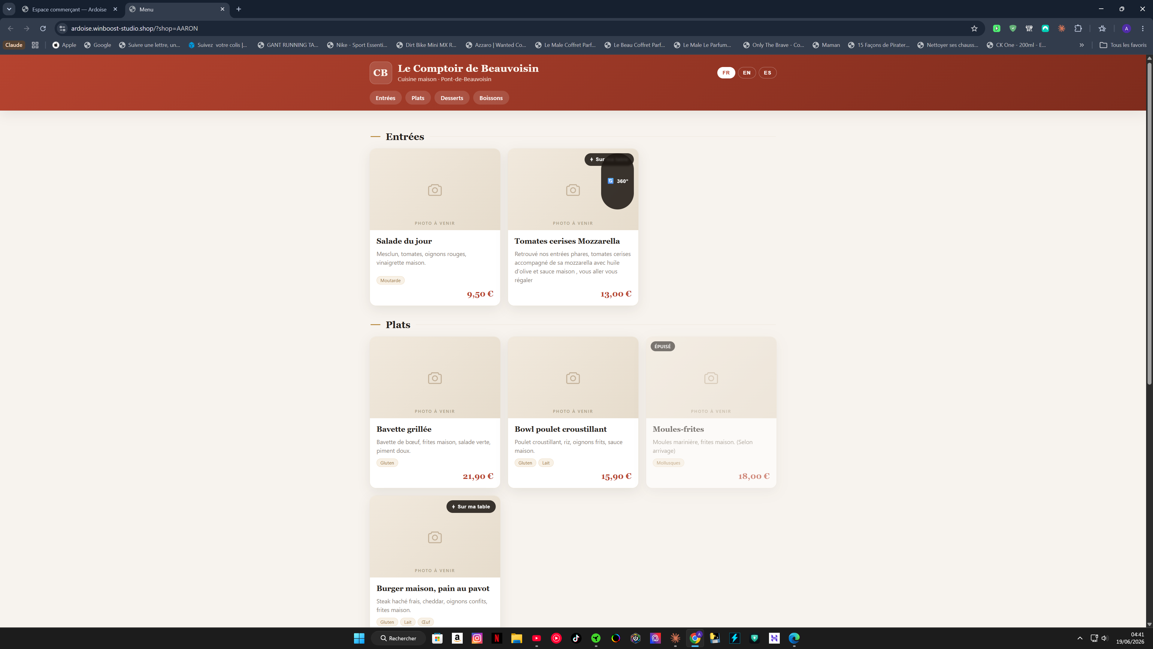 Carte vue côté client